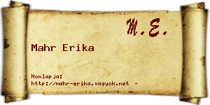Mahr Erika névjegykártya